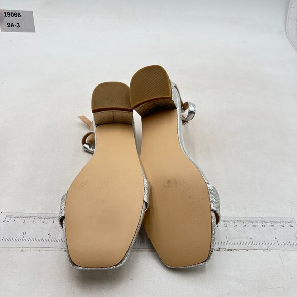 XYD Silver Open Toe Sandals Buckled Low Chunky Heel with Ankle Strap for Wedding - Picture 7 of 8